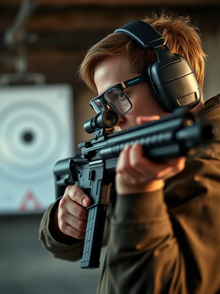 A focused image of a shooter participating in a precision shooting training session at the club, highlighting their stance and focus.